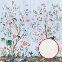 Фреска Ortograf Flora 31151 Фактура флок FLK Флизелин (2,7*2,7) Голубой/Разноцветный, Цветы/Деревья/Птицы арт-31151 (флок FLK) — фото 1, Фрески