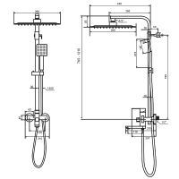 Душевая система WesnaArt Kubus Сатин арт-KUB13-314 — фото 2, Душевые стойки