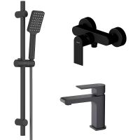 Комплект смесителей Aquatek Лира Черный матовый арт-AQ1431MB — фото 1, Готовые комплекты для ванной комнаты