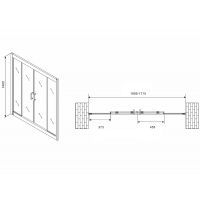 Шторка на ванну Abber Schwarzer Diamant 170х140 профиль Хром стекло прозрачное арт-AG57170 — фото 4, Шторки для ванной раздвижные