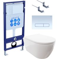 Комплект унитаза с инсталляцией Aquatek с сиденьем Микролифт и Белой глянцевой клавишей смыва арт-SET AQUATEK ПОЛАРИС-021 4в1 — фото 1, Комплекты унитаз + инсталляция