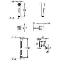 Гигиенический душ со смесителем Jacob Delafon Elate Хром арт-E24610-CP — фото 5, Гигиенические души