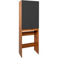 Шкаф пенал VIANT Бостон 65 над стиральной машиной Графит матовый Дуб Вотан арт-VBOS645G-SHSM — фото 1, Пеналы для ванной комнаты