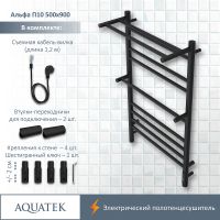 Электрический полотенцесушитель Aquatek Альфа П10 500x900 с полкой Черный муар арт-AQ EL RRP1090BL — фото 3, Электрические полотенцесушители