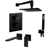 Комплект смесителей Paffoni Elle с термостатом Черный матовый арт-KITLEQ518NO105 — фото 1, Готовые комплекты для ванной комнаты