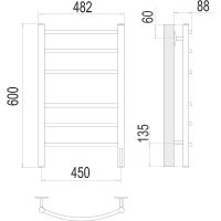 Электрический полотенцесушитель Terminus Классик П6 450х600 КС Черный муар арт-4670078542984 — фото 4, Электрические полотенцесушители