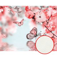 Фреска Ortograf Цветы 5444 Фактура флок FLK Флизелин (3,4*2,7) Розовый, Цветы/Бабочки арт-5444 (флок FLK) — фото 1, Фрески