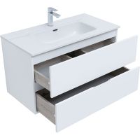 Тумба под раковину Aquanet Алвита New 90 подвесная Белая матовая арт-303920 — фото 3, Тумбы под раковину