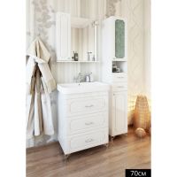 Зеркало со шкафом Sanflor Ксения 70 L Белое арт-Н0000000117 — фото 1, Зеркальные шкафы в ванную