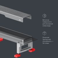 Душевой лоток AM.PM MasterFlow 80 с решеткой Хром матовый Cut Gradient арт-W01SC-P11-080-01SB — фото 15, Душевые лотки