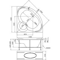 Акриловая ванна Marka One Trapani 140х140 без гидромассажа арт-01тр1414 — фото 5, Акриловые ванны