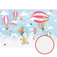 Фреска детская Ortograf Для самых маленьких 32952 Фактура бархат FX Флизелин (4*2,7) Голубой/Разноцветный, Животные/Воздушные шары арт-32952 (бархат FX) — фото 1, Фрески