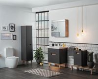 Шкаф пенал Vitra Sento 40 L подвесной с бельевое корзиной Антрацит матовый арт-60856 — фото 5, Пеналы для ванной комнаты