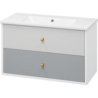 Тумба с раковиной Brevita 50 Shades of Grey Анастейша 100 подвесная Белая матовая Серая матовая арт-УТ000014281 — фото 1, Тумбы с раковиной