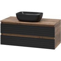 Тумба под раковину Brevita Dakota 100 подвесная Черный кварц Дуб Галифакс олово арт-DAK-09100-19/02-2Я — фото 1, Тумбы под раковину