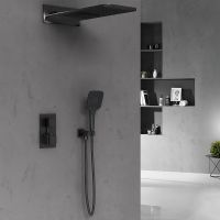 Душевая система Vincea с термостатом Черная матовая арт-VSFW-103TMB — фото 4, Встраиваемые душевые комплекты