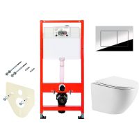 Комплект унитаза WellWant Aura WWU01121WK с инсталляцией Tece Profil 9400412 с сиденьем Микролифт и клавишей смыва Хром глянцевый арт-WWU01121WK+9400412 — фото 1, Комплекты унитаз + инсталляция