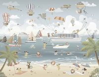 Фреска детская Ortograf Детские 21170 Фактура флок FLK Флизелин (3,85*3) Голубой/Бежевый/Серый, Корабли/Люди/Море арт-21170 (флок FLK) — фото 2, Фрески