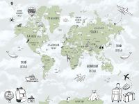 Фреска детская Ortograf Little Friends 34375 Фактура флок FLK Флизелин (4*3) Серый/Зеленый, Карты арт-34375 (флок FLK) — фото 2, Фрески