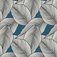 Обои Lutece Les Essentiels Винил на флизелине (0,53*10,05) Бирюзовый/Серый, Листья арт-51201601 — фото 1, Обои для стен