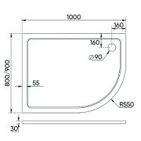 Душевой поддон из искусственного камня Veconi Tezeo 100x80 R Белый арт-TZ11R-10080A-01-19C3 — фото 3, Душевые поддоны из искусственного камня