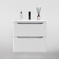 Тумба под раковину Style Line Марелла 60 Люкс Plus подвесная Белый матовый антискрейтч арт-СС-00002404 — фото 1, Тумбы под раковину