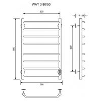 Электрический полотенцесушитель Ника Way-3 80/50 U Черный матовый арт-WAY-3 80/50 черн U — фото 4, Электрические полотенцесушители