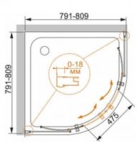 Душевой уголок Cezares Pratico R-2 90x90 профиль Хром стекло рифленое арт-PRATICO-R-2-90-P-Cr — фото 7, Душевые уголки четверть круга