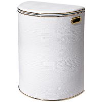 Корзина для белья Geralis Croco Белая, кант Золото, полукруглая арт-KWG-O — фото 1, Корзины для белья