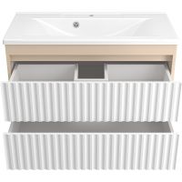 Тумба с раковиной Brevita Balaton 90 подвесная Белая матовая Бежевая матовая арт-УТ000023725 — фото 4, Тумбы с раковиной