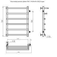 Водяной полотенцесушитель Тругор Дебют ПМ 1 80x50 R Хром арт-Дебют1/ПМ508050прав — фото 2, Водяные полотенцесушители