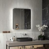 Зеркальный шкаф Reflection Black 760х850 с подсветкой Черный матовый арт-RF2002BL — фото 8, Зеркальные шкафы в ванную