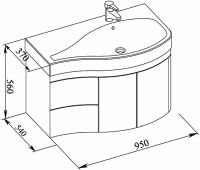Тумба под раковину Aquanet Сопрано 95 R подвесная Белая арт-169633 — фото 5, Тумбы под раковину