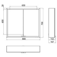 Зеркальный шкаф Emco Asis prime 80 с подсветкой Серебро арт-9497 060 62 — фото 8, Зеркальные шкафы в ванную
