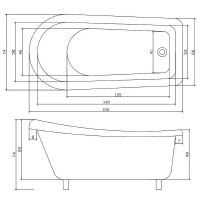 Акриловая ванна Ceruttispa Vito 150G 155x74 CT без гидромассажа арт-9669 — фото 4, Акриловые ванны
