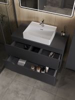 Тумба с раковиной Orange Line 100 подвесная Графит матовый арт-Li-100TugMDF+B04-500W — фото 4, Тумбы с раковиной