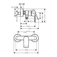 Смеситель для душа Hansgrohe Rebris E Черный матовый арт-72650670 — фото 2, Смеситель для душа