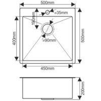 Кухонная мойка Fabia 50х50 Графит арт-50503G — фото 6, Кухонные мойки