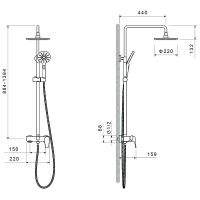 Душевая система Aquatek Бетта Черная матовая арт-AQ2140MB — фото 5, Душевые стойки