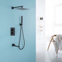 Душевая система Abber Daheim с термостатом Черная матовая арт-AF8250B — фото 2, Встраиваемые душевые комплекты