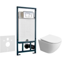 Комплект унитаза BelBagno Uno-Tor BB5177CH-TOR/SC с сиденьем Микролифт и инсталляцией WeltWasser WW Marberg 507 10000005949+10000005953 с клавишей смыва Хром глянцевый арт-BB5177CH-TOR/SC+10000005949+10000005953 — фото 1, Комплекты унитаз + инсталляция