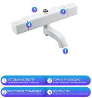 Товар: Душевая система Gappo G91 с термостатом Белая арт-G2491-8 - фото 7 Душевая система Gappo G91 с термостатом Белая арт-G2491-8 — фото 7, Душевые стойки