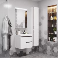 Шкаф пенал Aquaton Рене 31 подвесной Белый Грецкий орех арт-1A222003NRC80 — фото 8, Пеналы для ванной комнаты