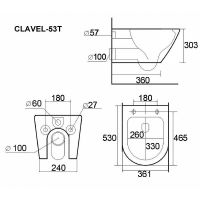 Унитаз Esbano Clavel-53T подвесной с сиденьем Микролифт арт-ESUPCLAV53TW — фото 14, Подвесные унитазы