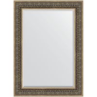 Зеркало Evoform Exclusive 109х79 с фацетом в багетной раме - Вензель серебряный 101 мм арт-BY 3475 — фото 1, Зеркала в ванную комнату