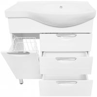 Тумба под раковину Style Line Жасмин 82 L с бельевой корзиной Белая арт-ЛС-00000526 — фото 3, Тумбы под раковину