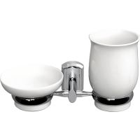 Стакан для зубных щеток с мыльницей WasserKRAFT Хром арт-K-24126 — фото 1, Стаканы для зубных щеток