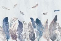 Фреска Ortograf Levity 33349 Фактура флок FLK Флизелин (4*2,7) Голубой/Серый, Перья арт-33349 (флок FLK) — фото 2, Фрески