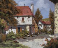 Фреска Ortograf Городской пейзаж живопись 11528 Фактура бархат FX Флизелин (3,3*2,7) Зеленый/Белый/Голубой, Город/Пейзаж/Живопись арт-11528 (бархат FX) — фото 2, Фрески