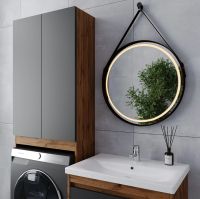 Шкаф пенал VIANT Бостон 65 над стиральной машиной Графит матовый Дуб Вотан арт-VBOS645G-SHSM — фото 6, Пеналы для ванной комнаты